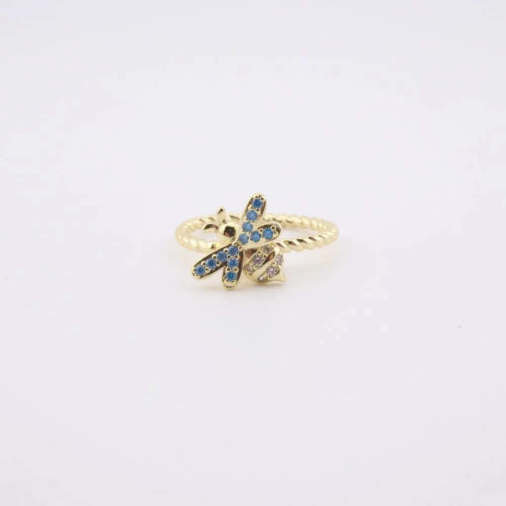 Discover Serenity in Style Women's 14k Gold Plated Bee Fidget Ring Twisted Band*